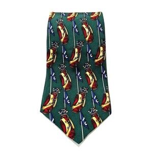 Lord &‎ Taylor Kensington 100% Silk Italian Luxury Necktie Tie Golf Bags Green